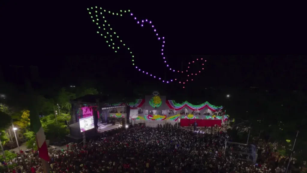 Drones en el cielo en evento 