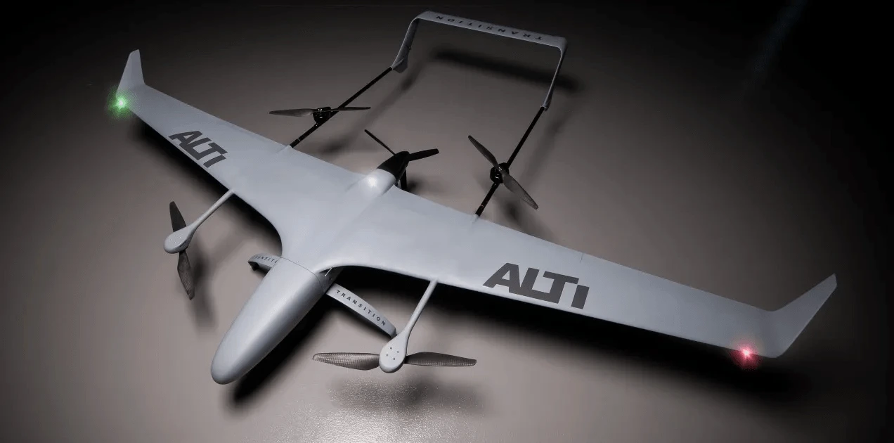 Drones de alas fijas y fondo grises 