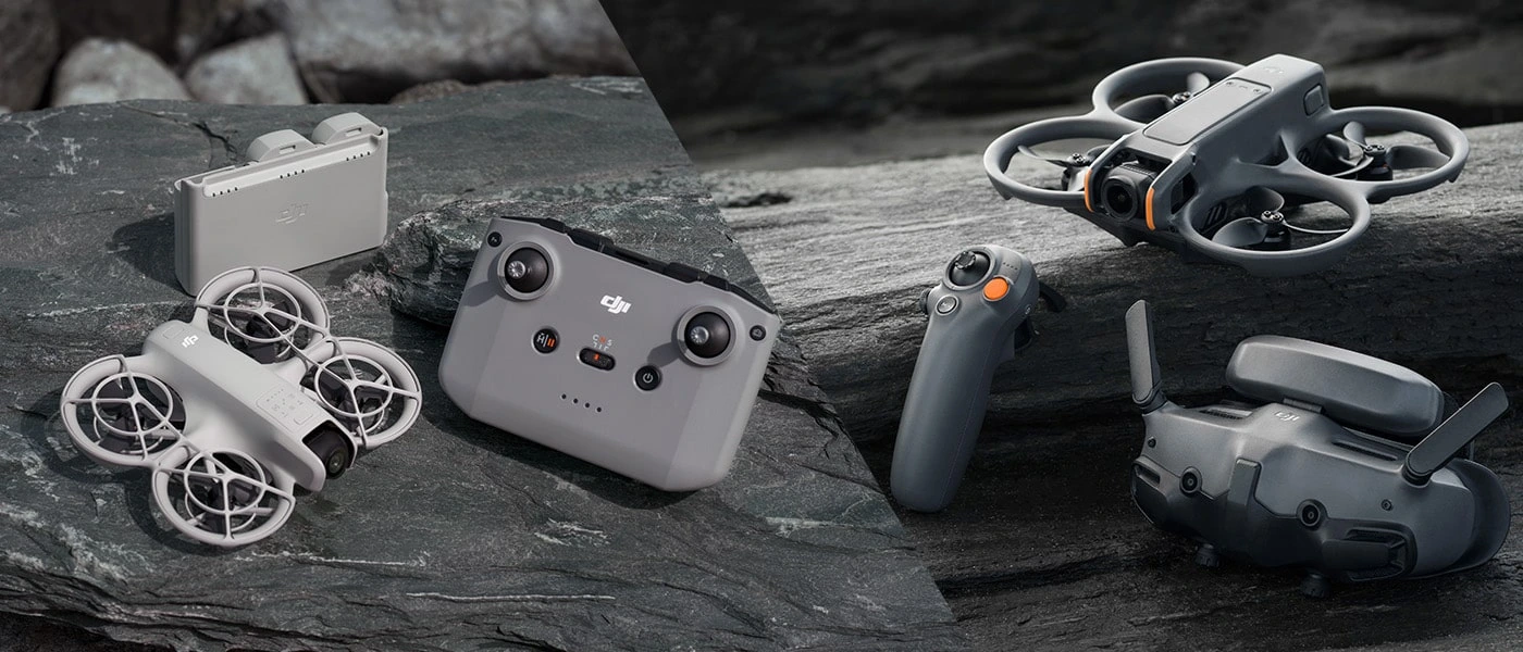 imagen de los dos modelos de drones DJI Neo y Avata